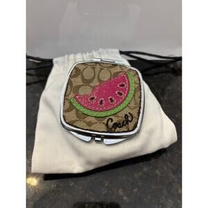 Handmade Compact Mirror | Repurposed Designer Canvas | Watermelon Motif